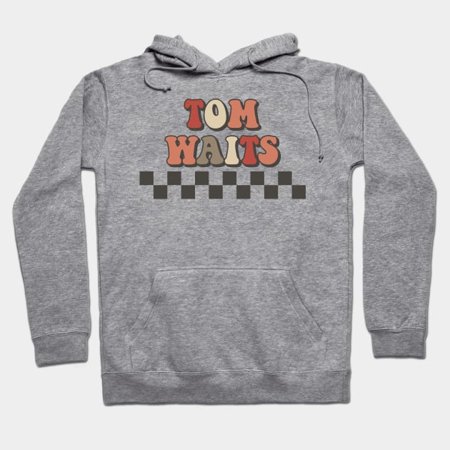 Tom Waits Checkered Retro Groovy Style Hoodie by Lucas Bearmonster